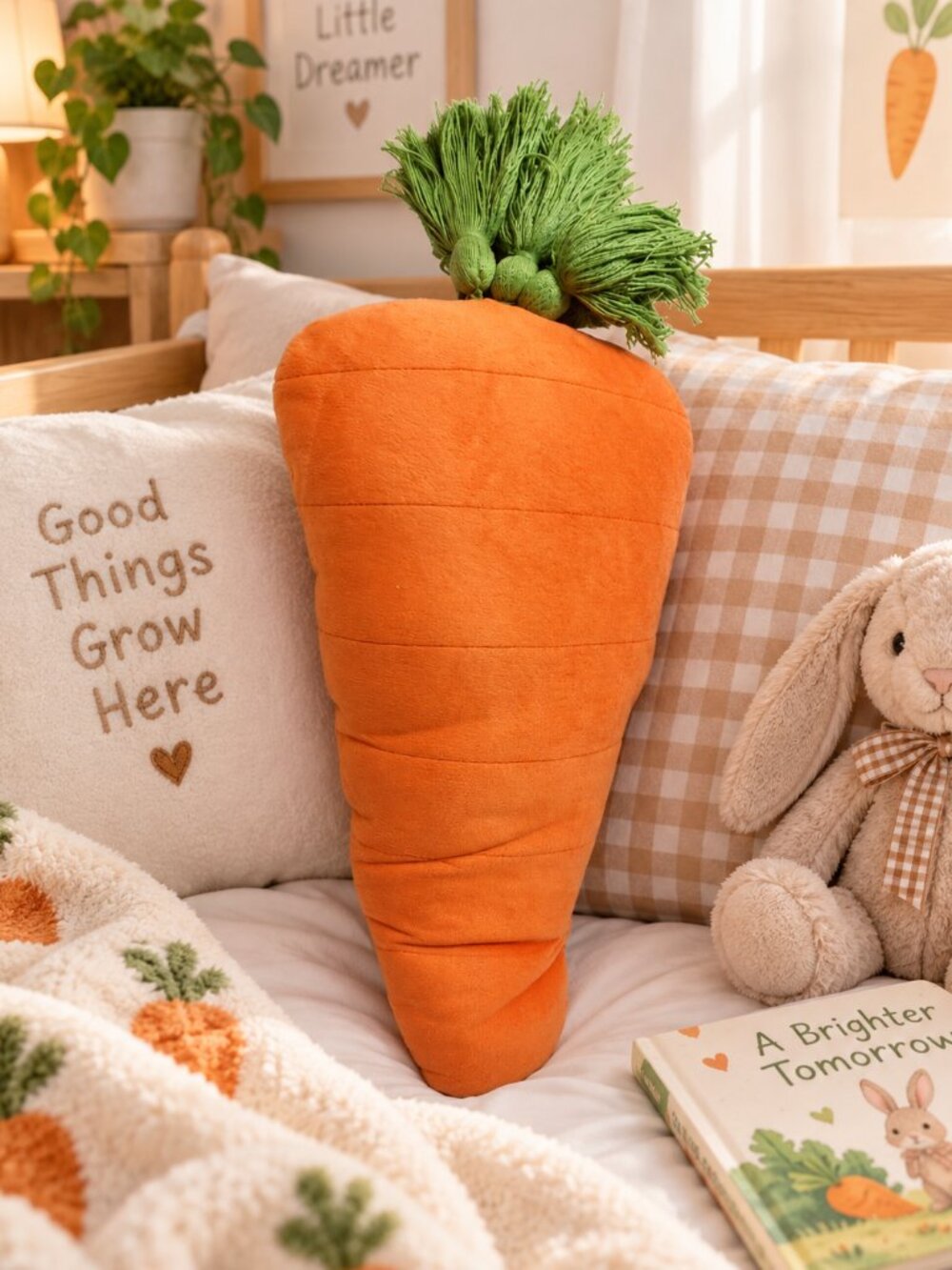 Carrot Plush Decorative Pillow 15" Easter Spring Decor